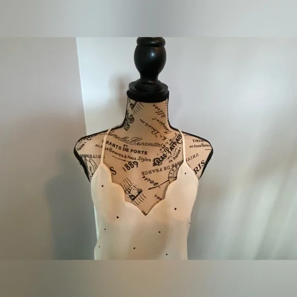 nine britton cream polka dot halter tank, sz Small - Picture 3 of 4